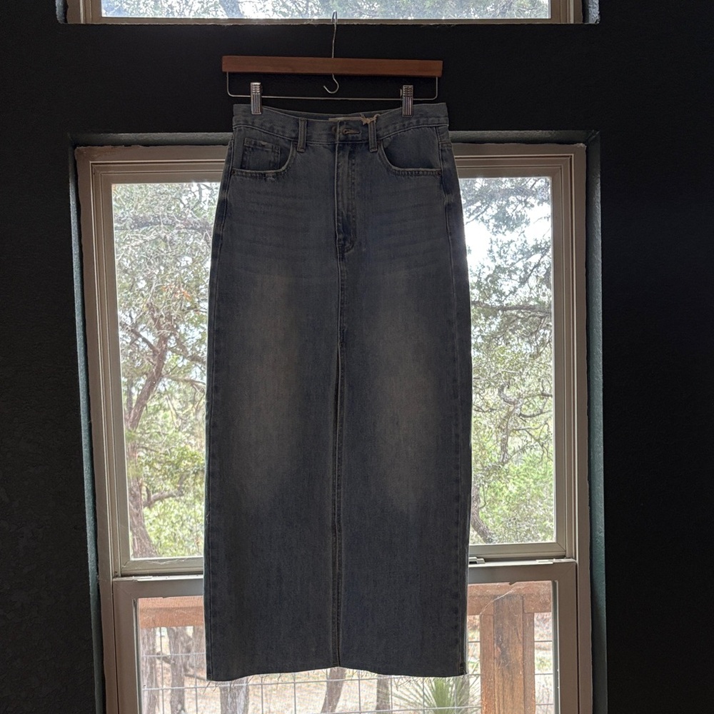 By Together Women's A-Line Denim Skirt in Classic Blue